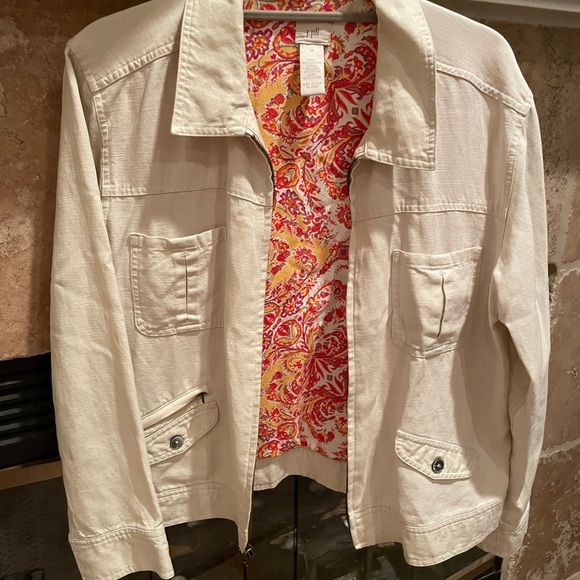 J. Jill Jackets & Blazers - J. Jill Paisley lined linen tencel lyocell jacket Spring Summer Beachy Cotton M